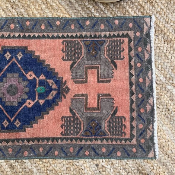 Vintage Small Boho Turkish Wool Mini 2x3 Rug Decor - Picture 4 of 5